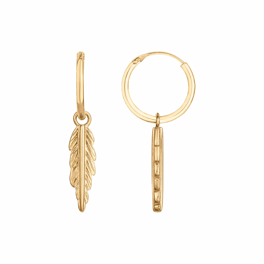 Créoles Plaqué Or et Pendentif Plume