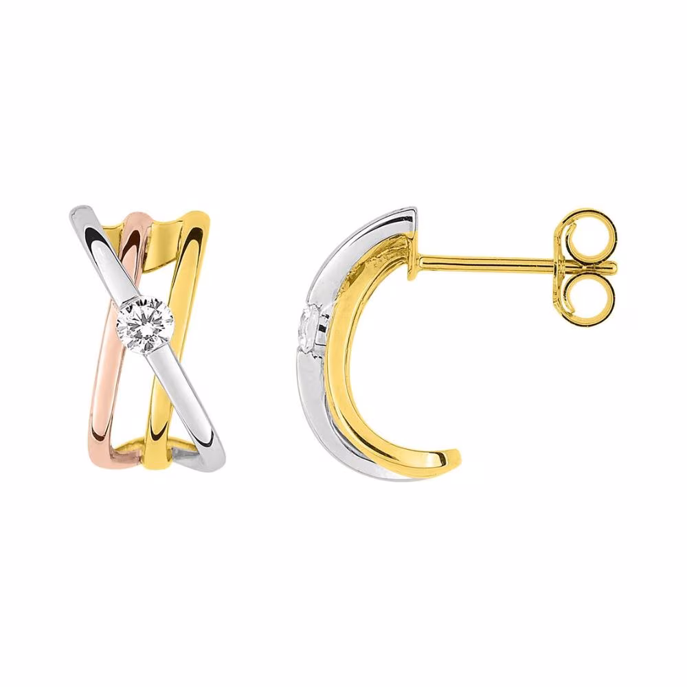 Demi créoles croisées, oxydes, tricolores – Image 2