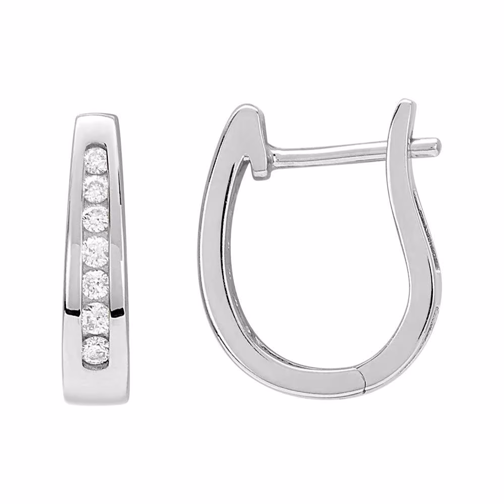 Créoles évasées diamants en or blanc