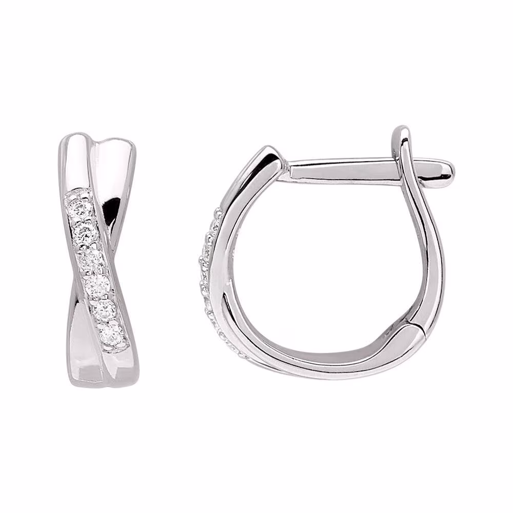 Créoles Croisées Or Blanc et Diamants – Image 2