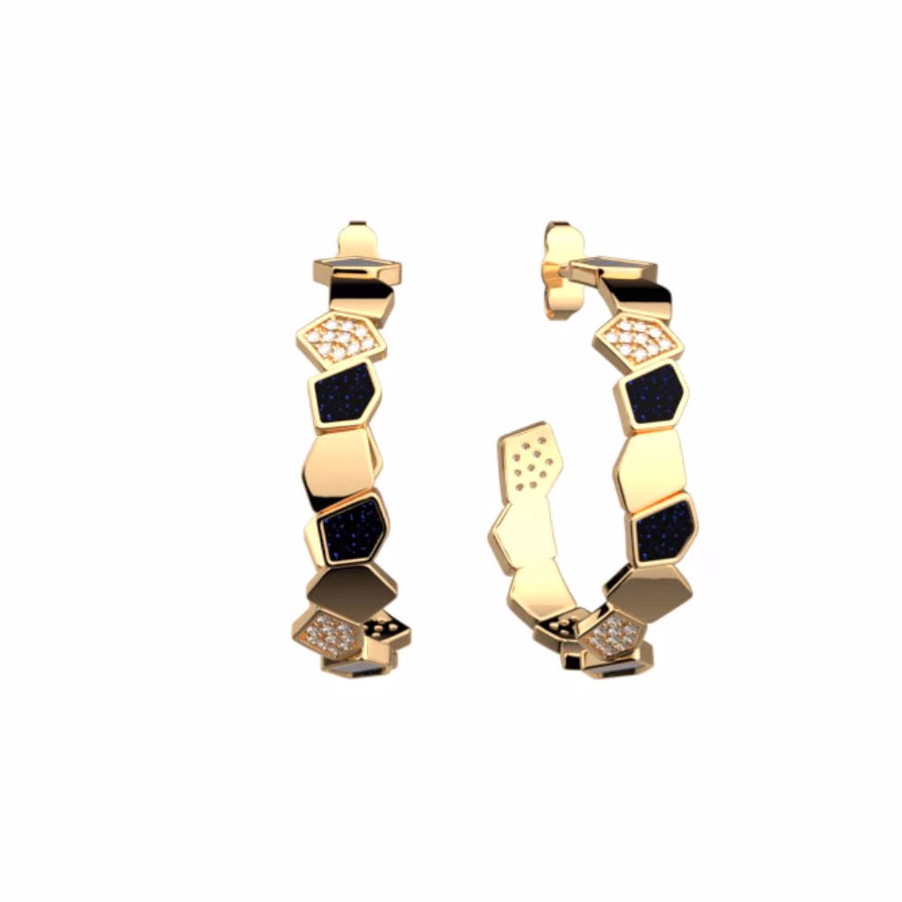 Créoles Les Georgettes Gatsby, dorées, laque noire