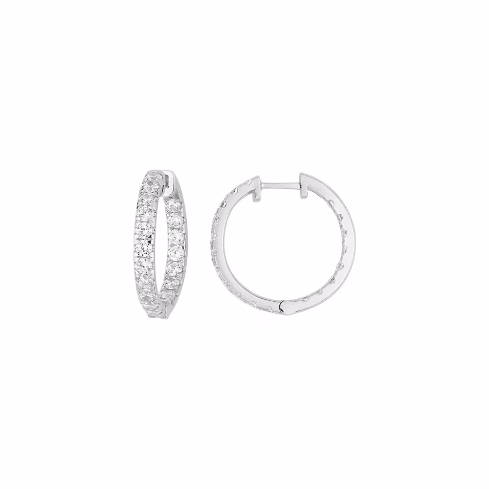 Boucles d&rsquo;Oreilles Créoles diamants synthétiques