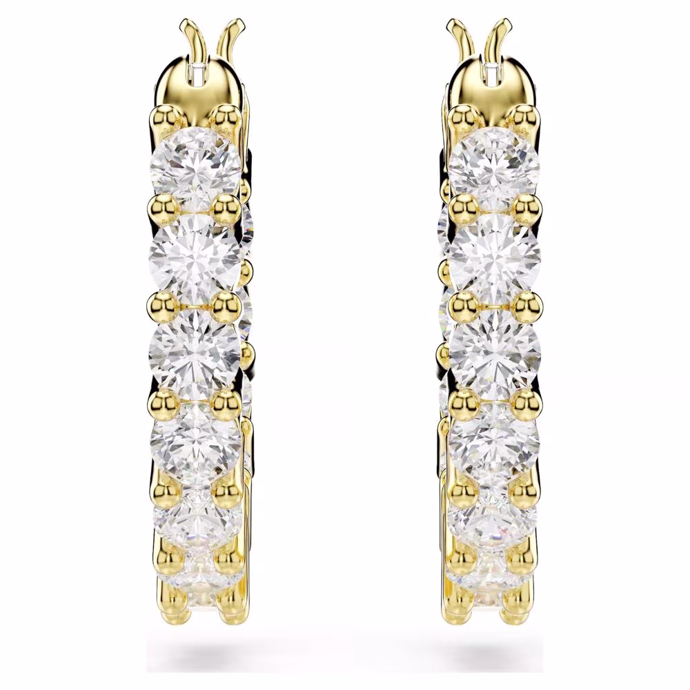 Créoles Swarovski Matrix Vittore, dorées, blanc – Image 3