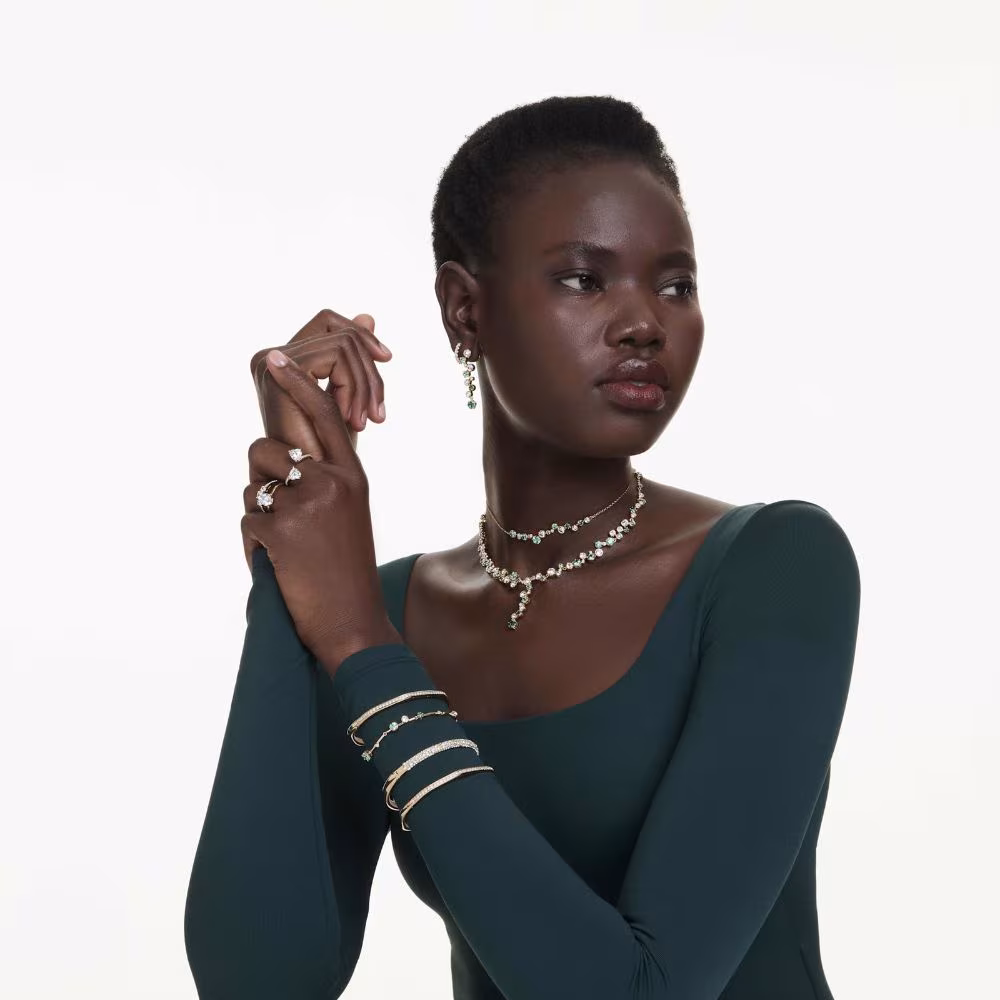 Créoles Swarovski Matrix Vittore, dorées, blanc – Image 4