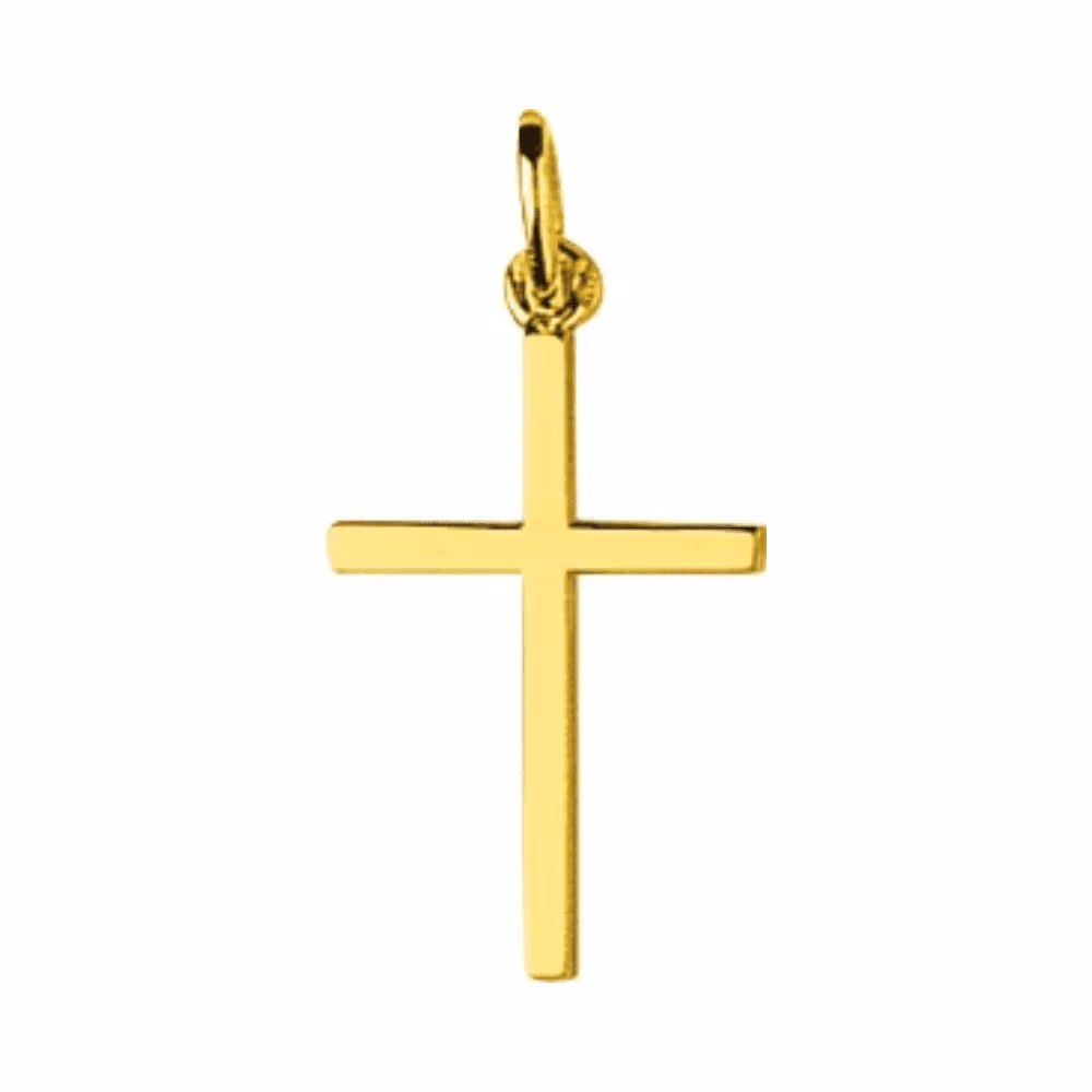 Croix Simple Or Jaune 12x19mm