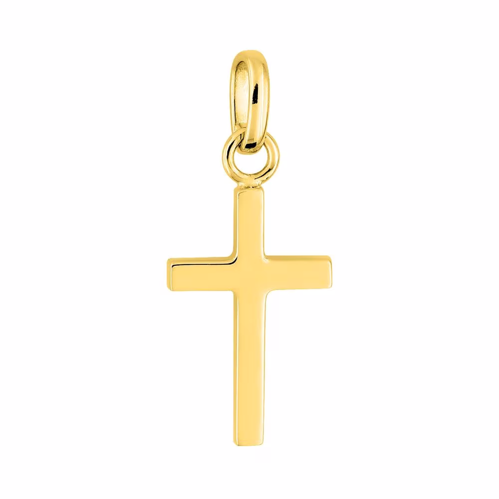 Croix Or Jaune Fil Carré Petit Modèle 16x10mm
