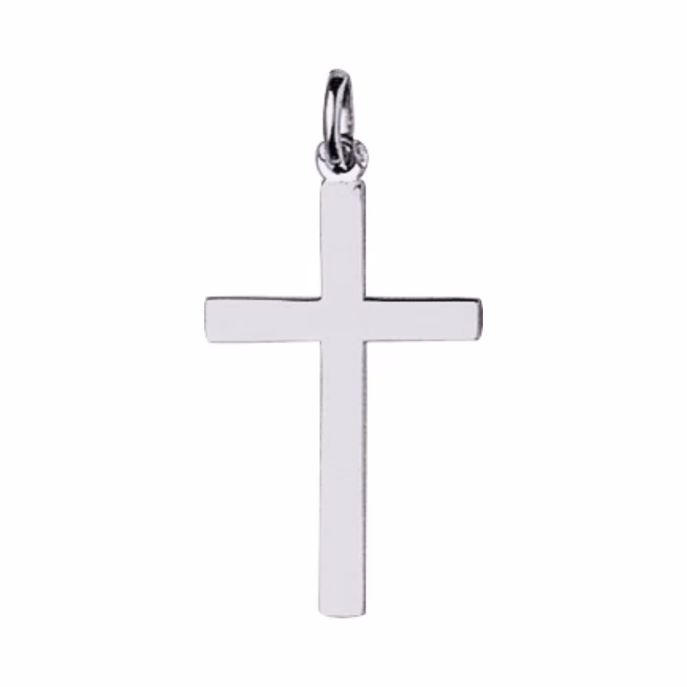 Croix Bâton Or Blanc 15x24mm