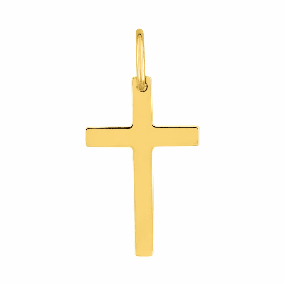 Croix Plate Or Jaune 18Kt 10x15mm