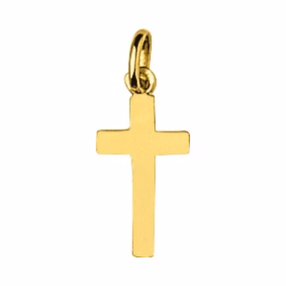 Pendentif Croix Plate Or Jaune Petite Taille 15x8mm