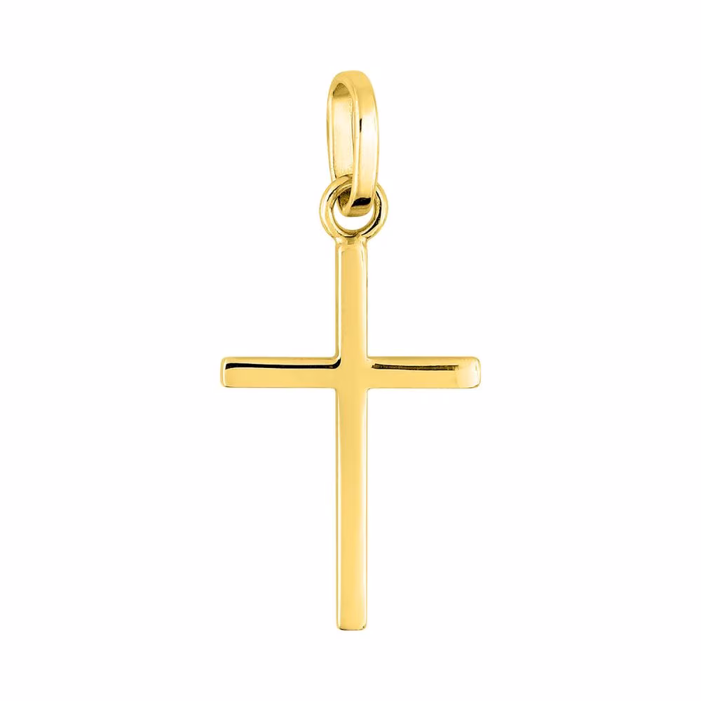 Croix Simple Or Jaune 10x15mm