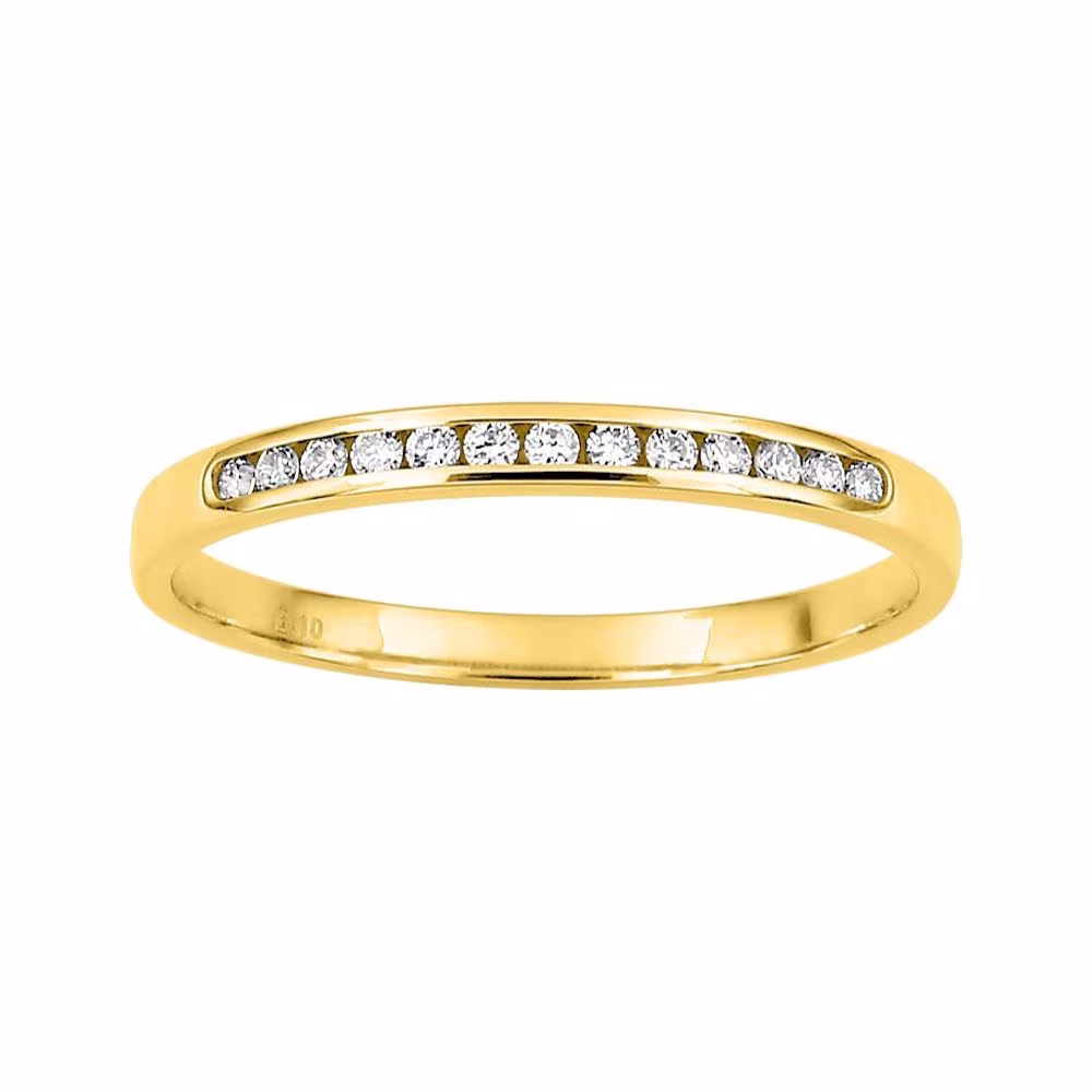 Alliance Demi Tour Diamant Or Jaune Serti Rail Fidji