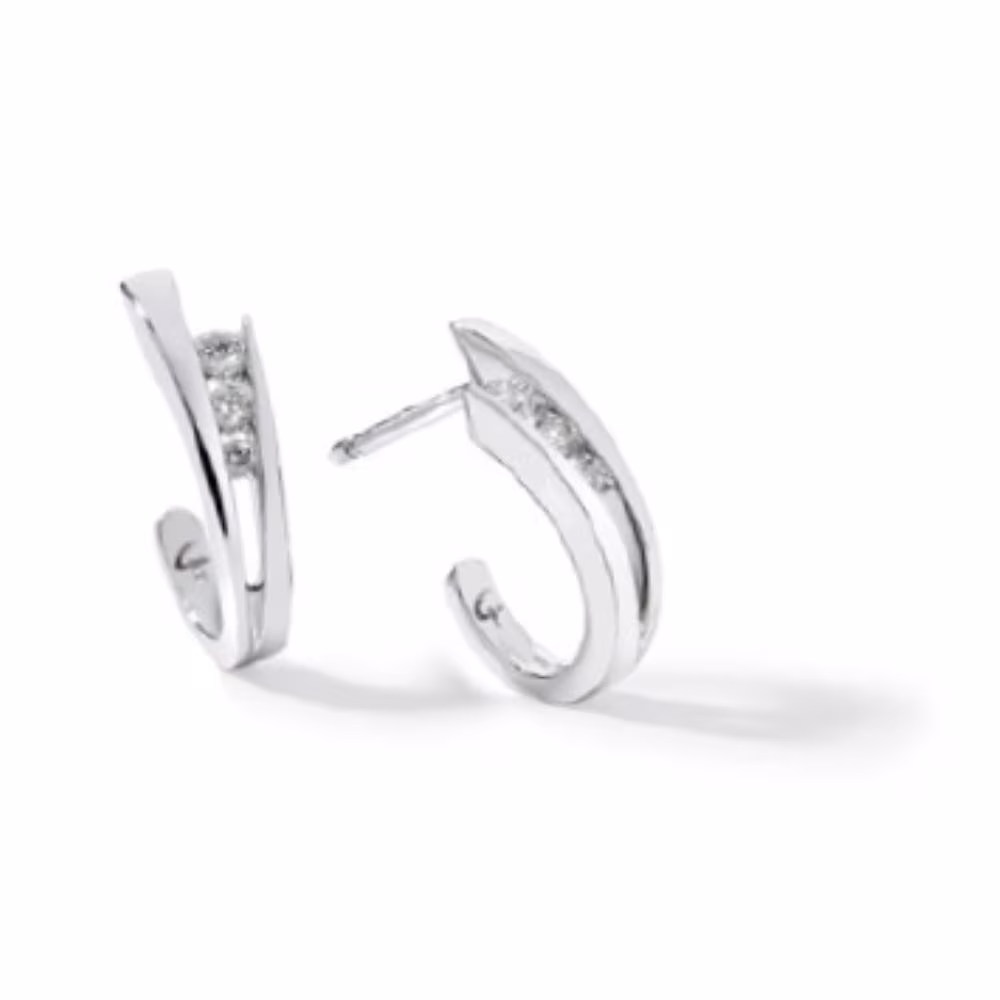 Créoles Garel Neima Trilogy, or blanc, diamants – Image 2