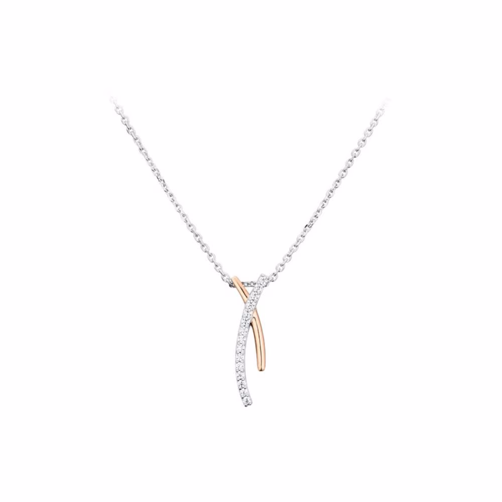 Collier Eden Croix Argent Bicolore