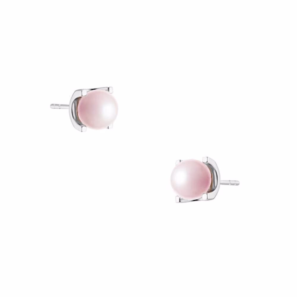 Puces d&rsquo;Oreilles Elsa Lee La Vie En Rose Argent & Perle Rose
