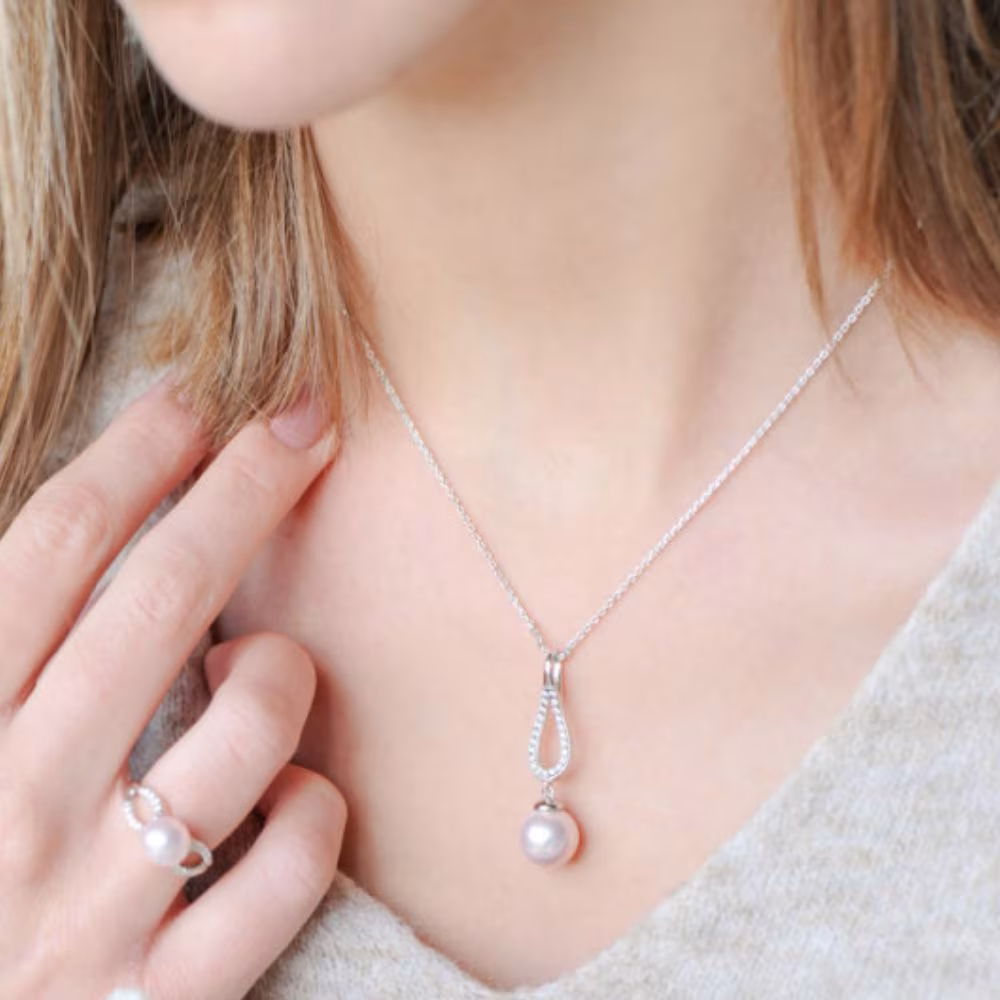 Collier goutte La Vie En Rose argent & perle rose – Image 3
