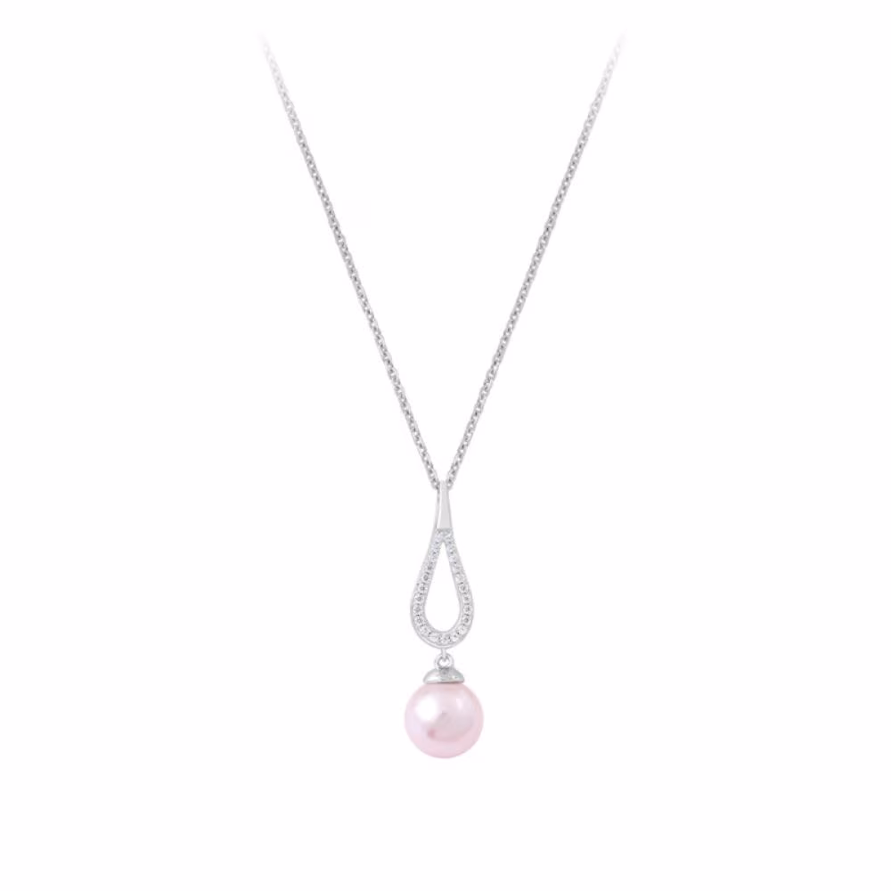 Collier goutte La Vie En Rose argent & perle rose – Image 2