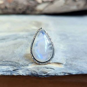 Grosse bague en pierre de lune argent