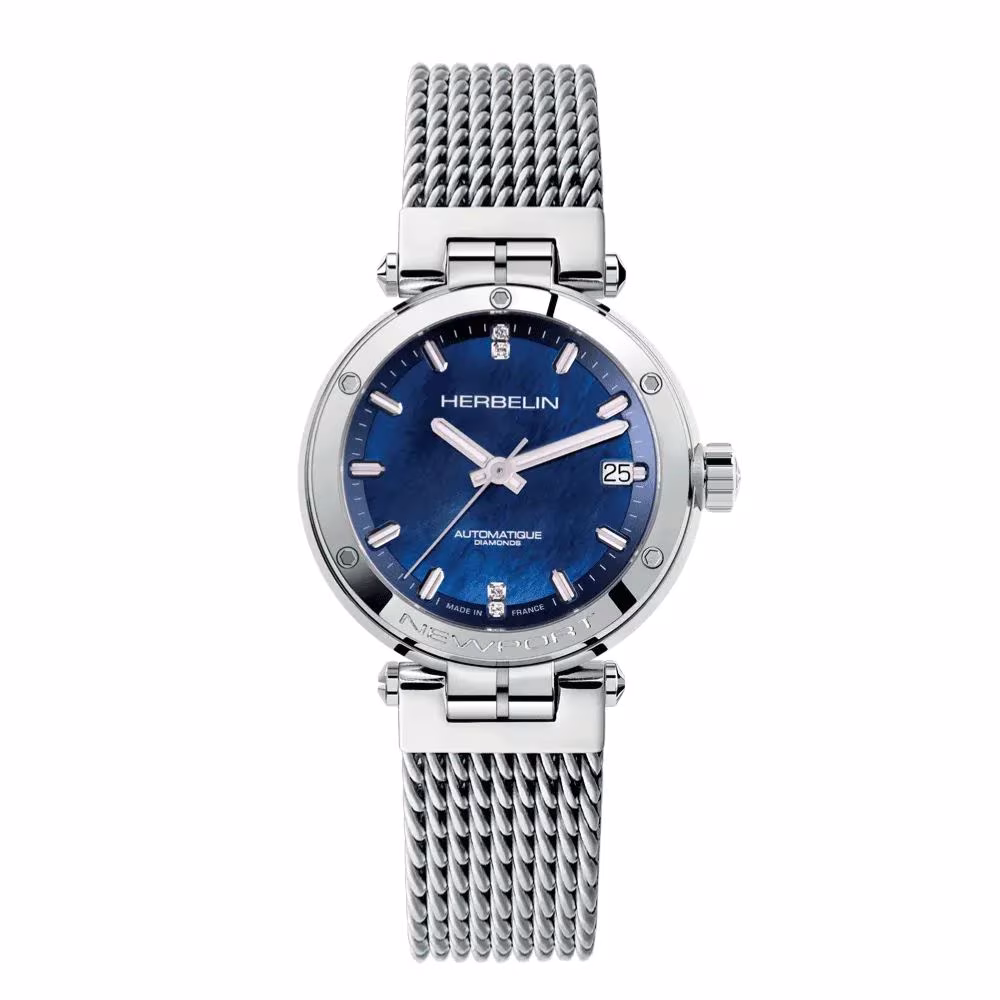 Montre Herbelin Newport Automatic Bleue Milanais Acier