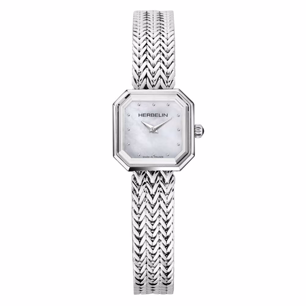 Montre Herbelin Octogone Acier Nacre Blanche 17436B19