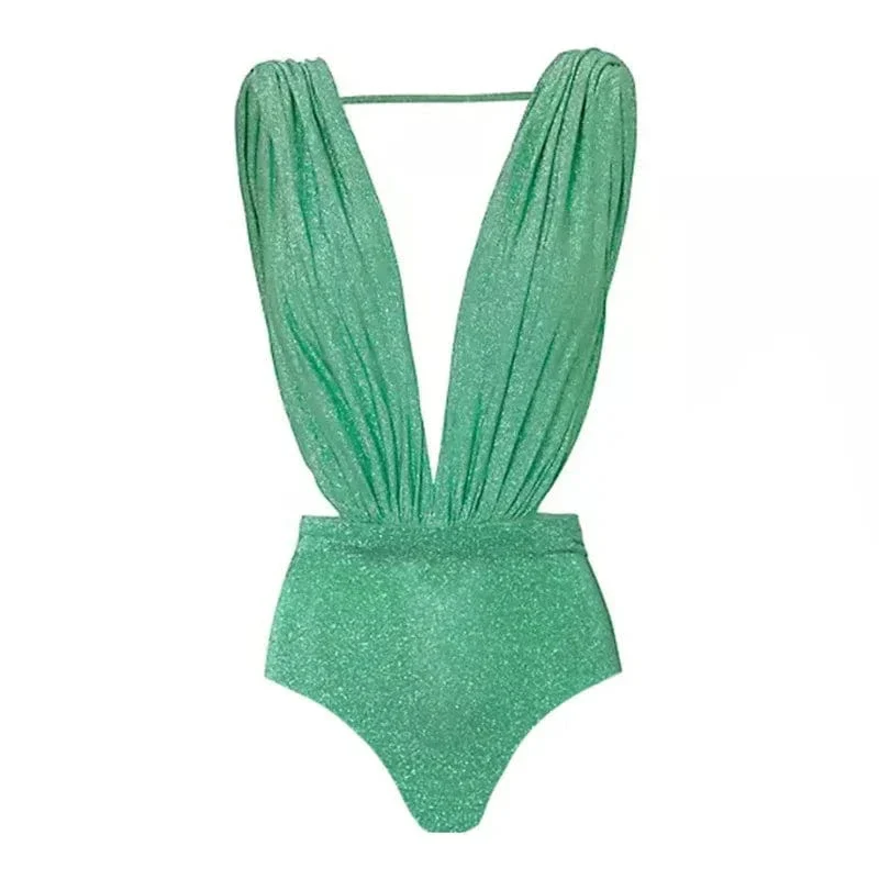 Maillot de bain sexy vert avec jupe assortie – Image 6