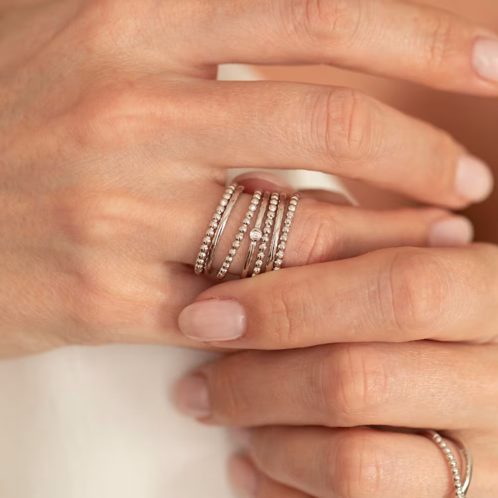 Bague Ma Semaine Perlée La Garçonne Diamant, argent – Image 4