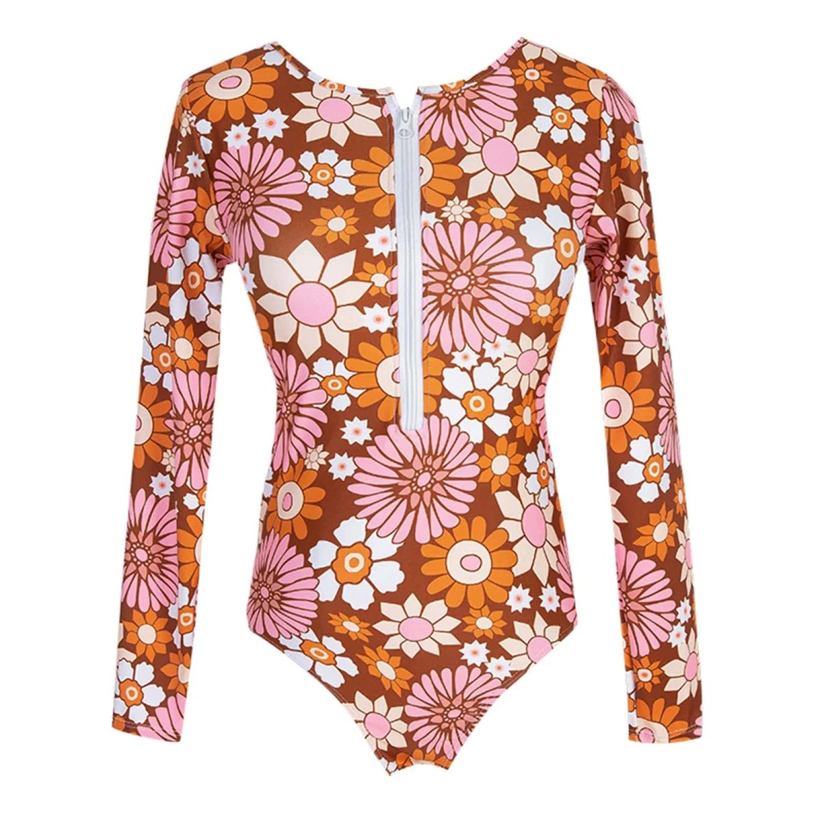 Maillot de bain femme 1 pièce fleuri manches longues – Image 5