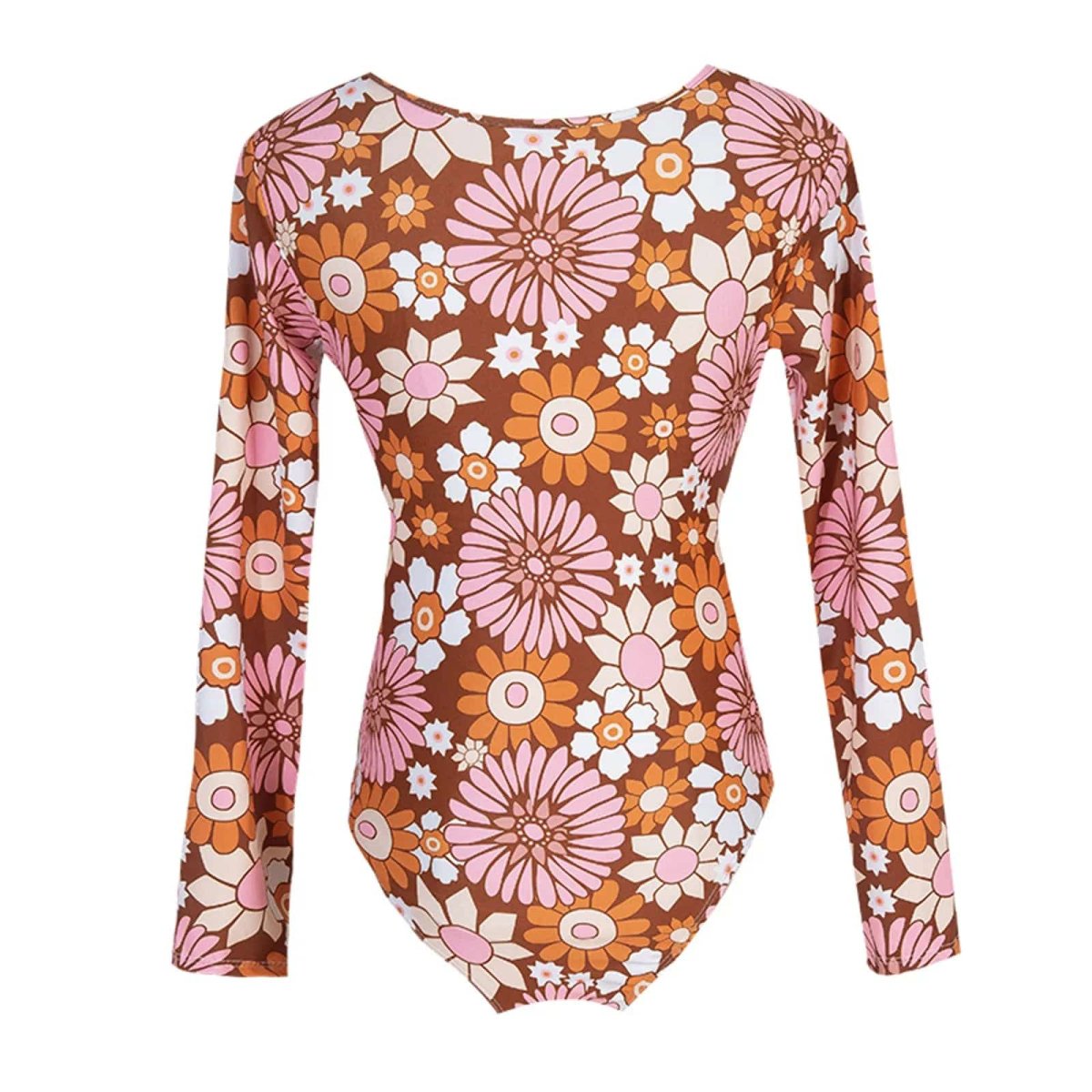 Maillot de bain femme 1 pièce fleuri manches longues – Image 6