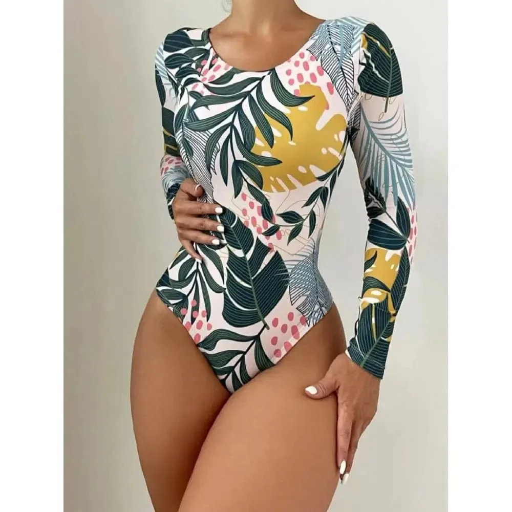 Maillot de bain manches longues 1 pièce imprimé – Image 4