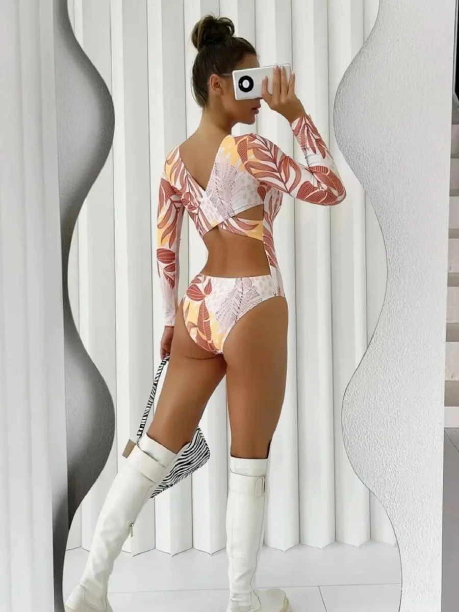 Maillot de bain manches longues 1 pièce imprimé – Image 3