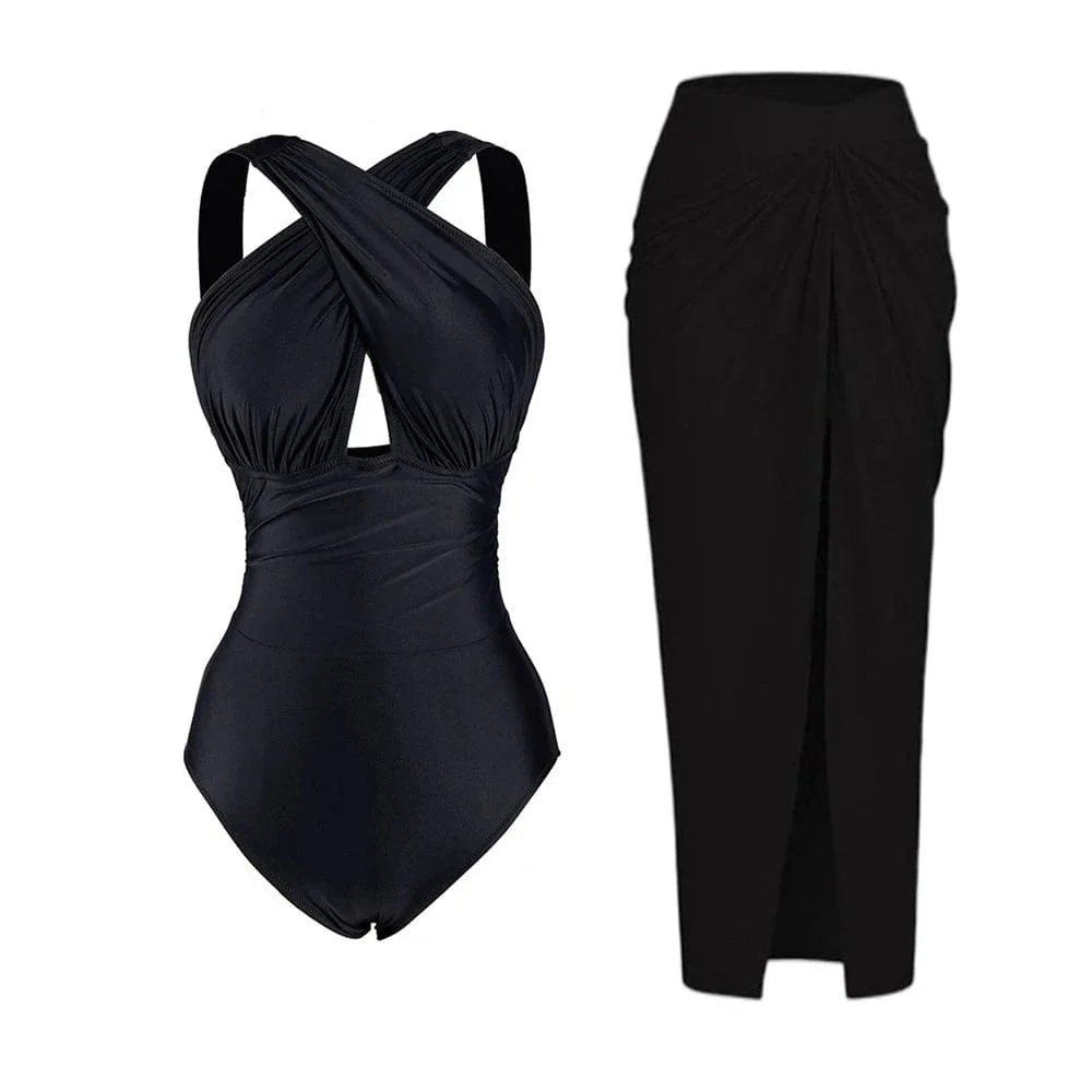 Maillot de bain 1 pièce noir haut croisé – Image 6