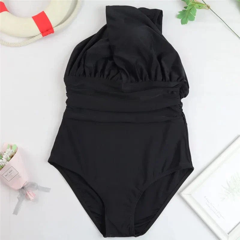 Maillot de bain 1 pièce noir haut croisé – Image 4