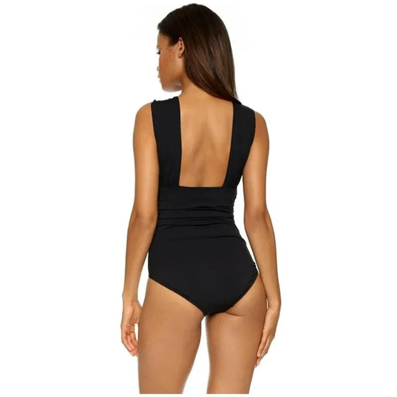 Maillot de bain 1 pièce noir haut croisé – Image 3