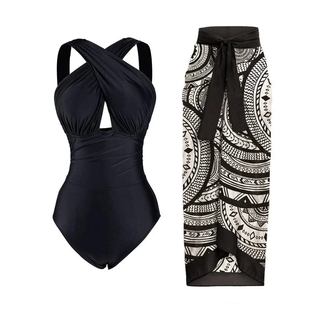 Maillot de bain 1 pièce noir haut croisé – Image 8