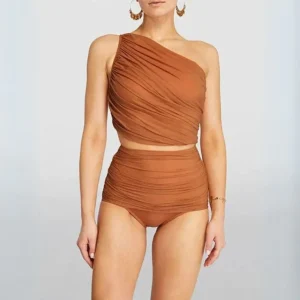 Maillot de bain femme asymétrique taille haute