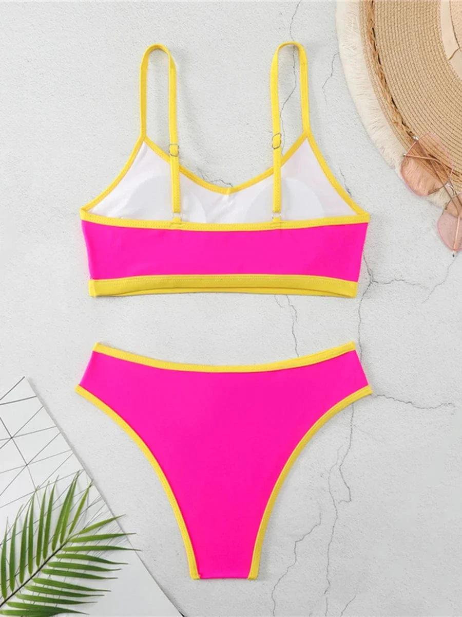 Maillot de bain deux pièces rose fluo – Image 5