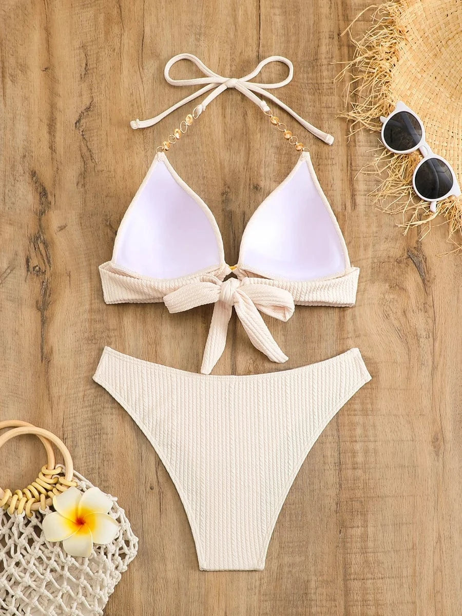 Maillot de bain beige deux pièces – Image 4