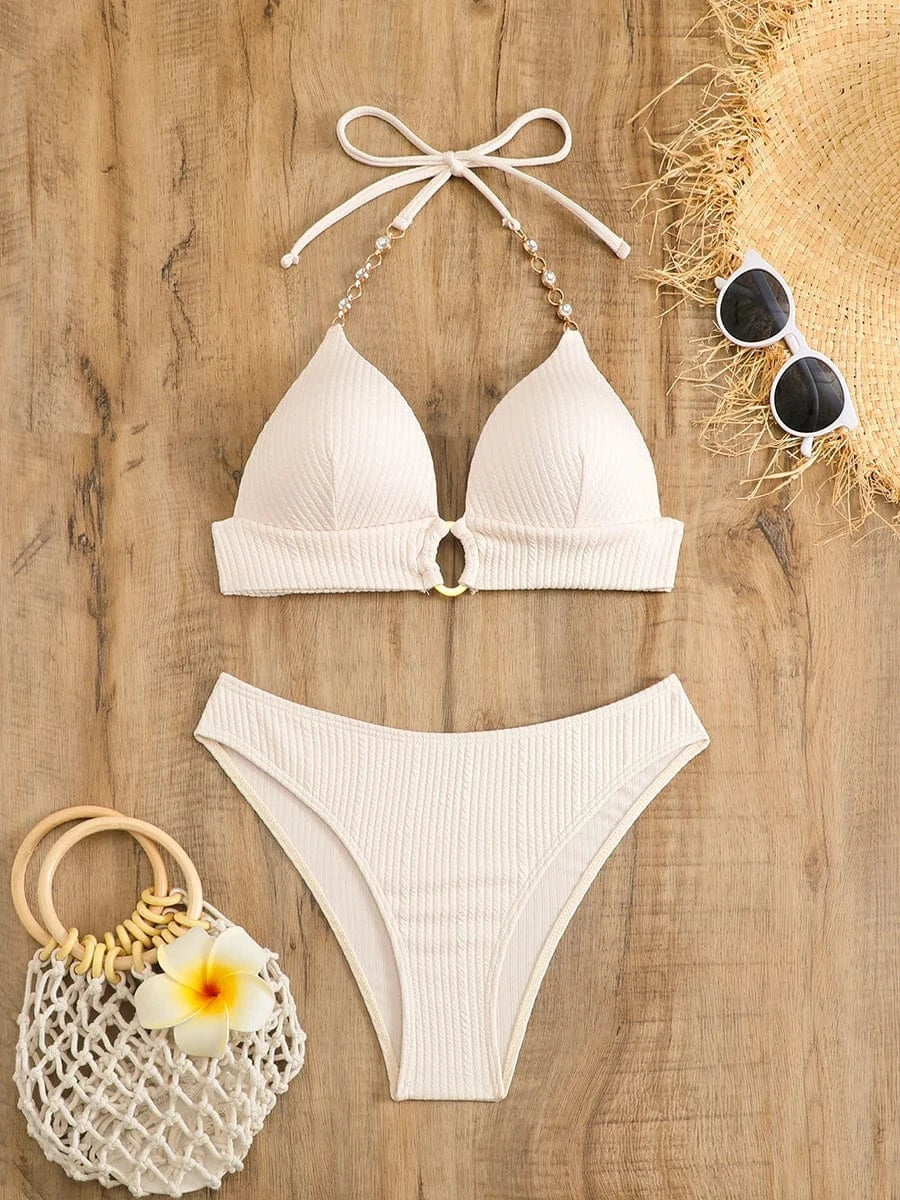 Maillot de bain beige deux pièces – Image 3