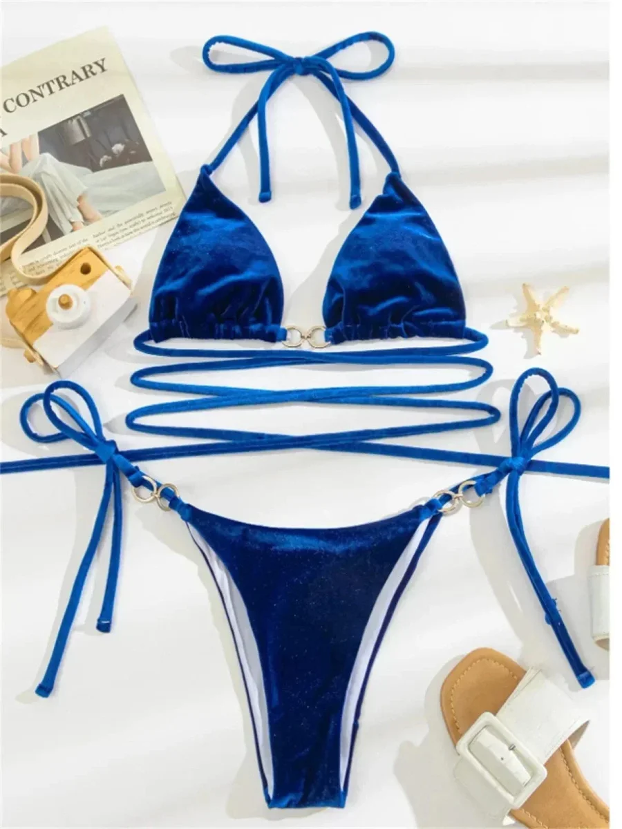 Maillot de bain femme triangle sexy à ficelles – Image 3