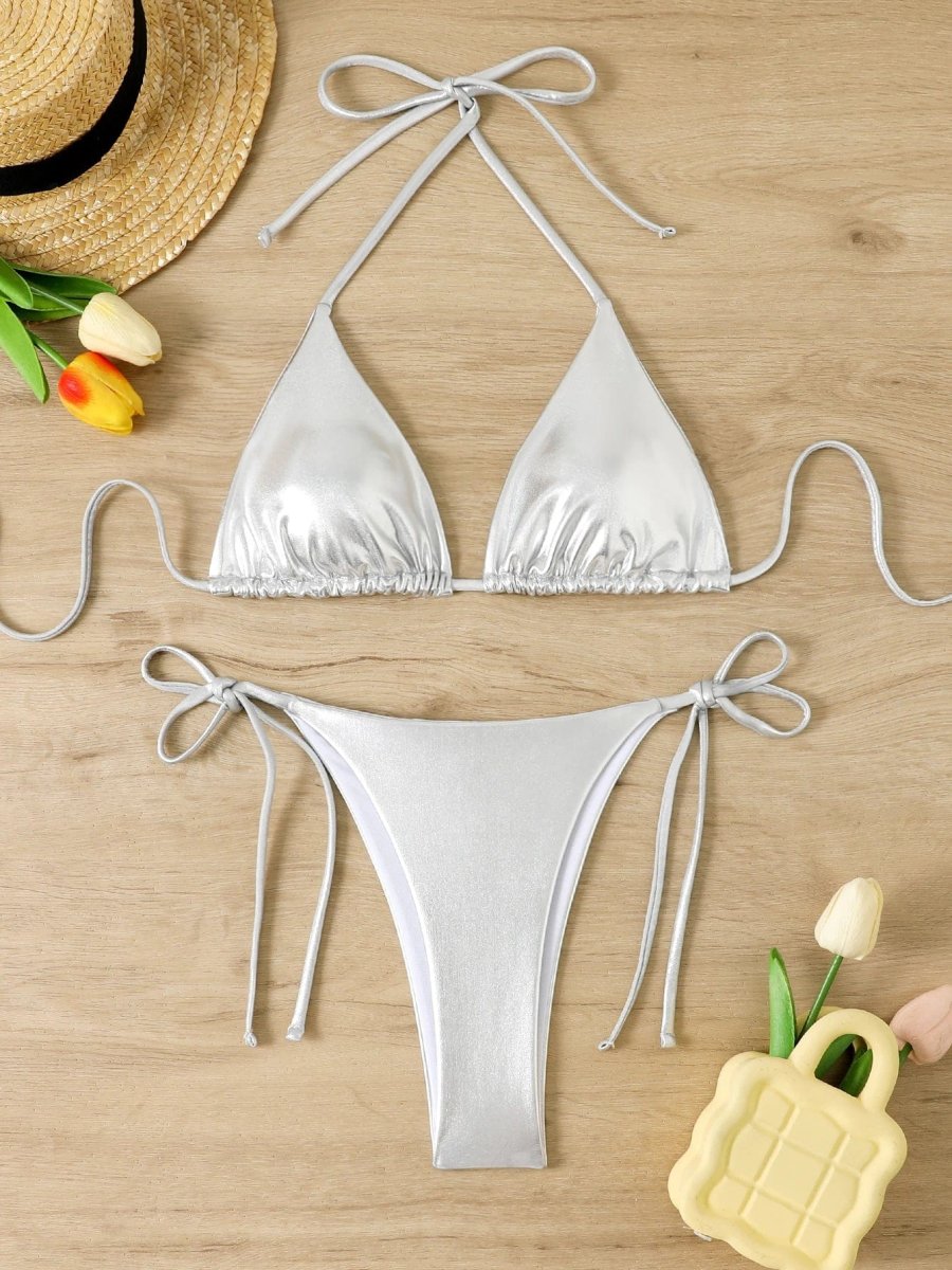 Bikini femme triangle couleurs métalisées – Image 5