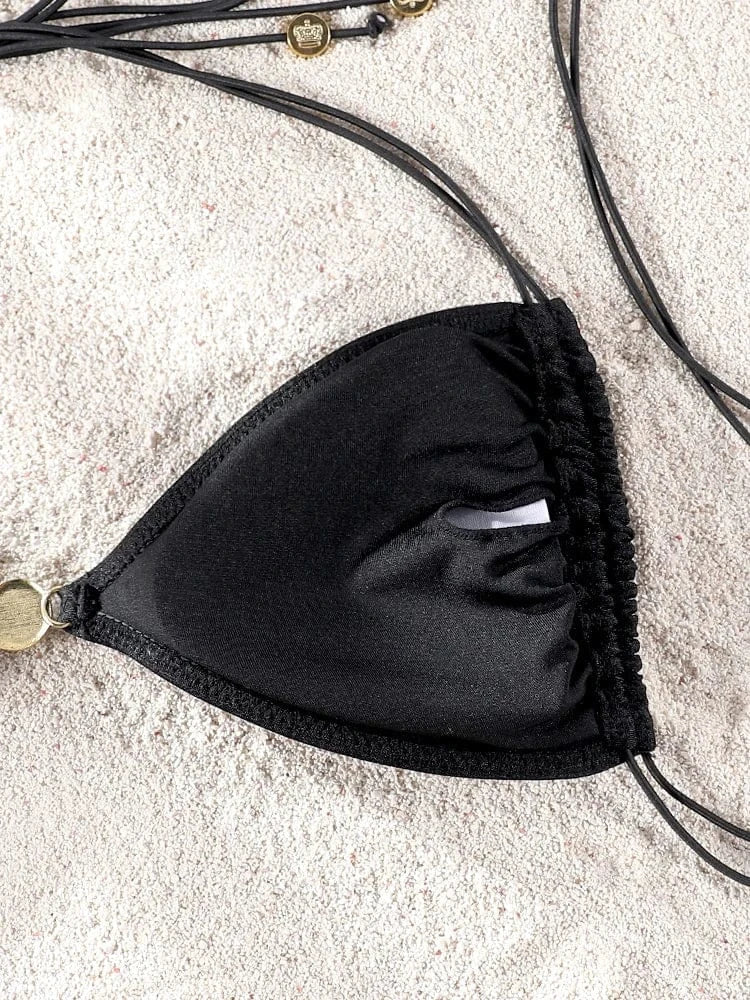 Maillot de bain femme triangle ficelle noir – Image 6