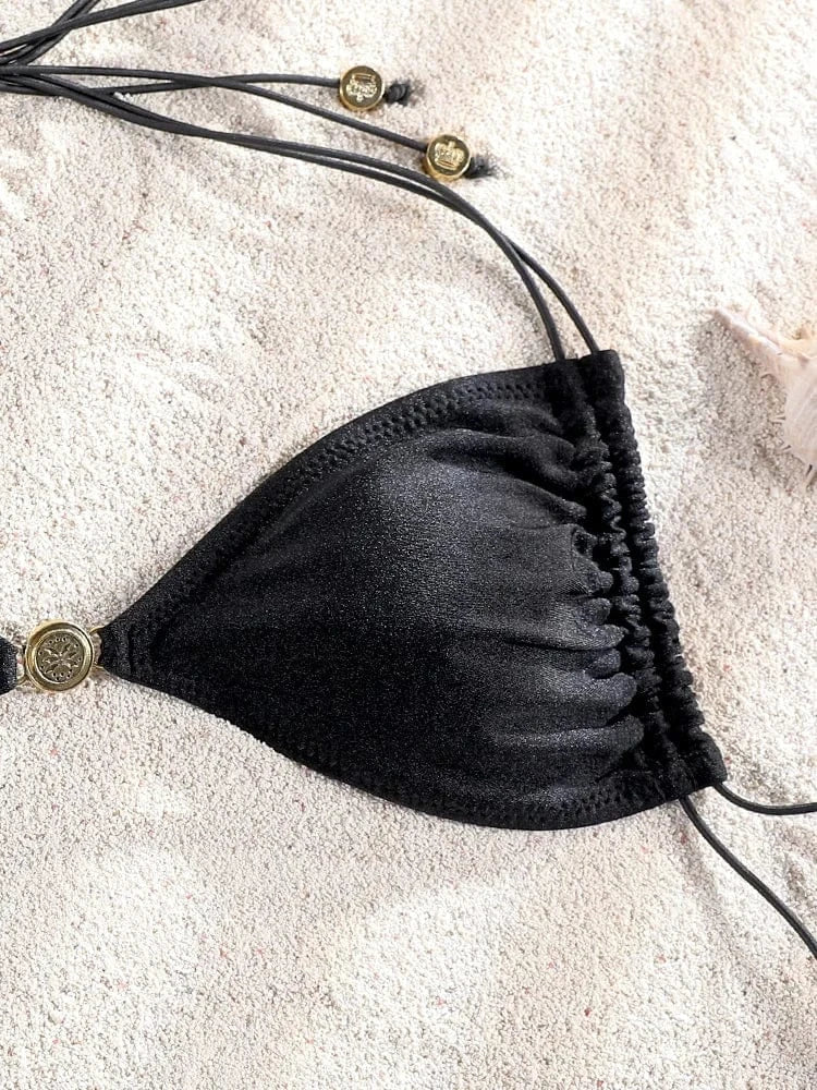 Maillot de bain femme triangle ficelle noir – Image 5