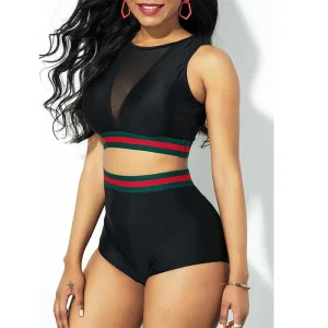 Maillot de bain shorty taille haute noir