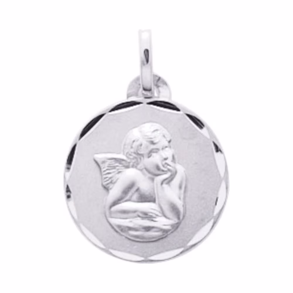 Médaille Ange Raphael Rêveur Or Blanc