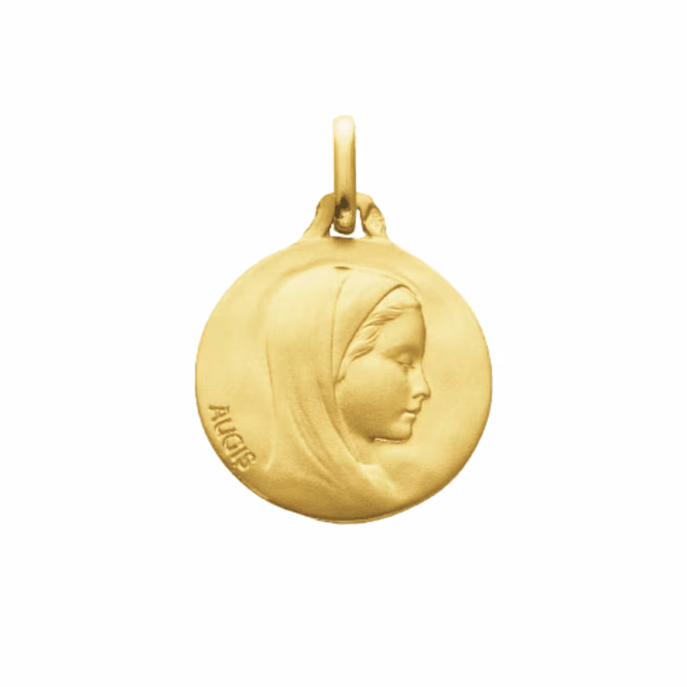 Médaille Augis Sainte Marie, or jaune, patine main