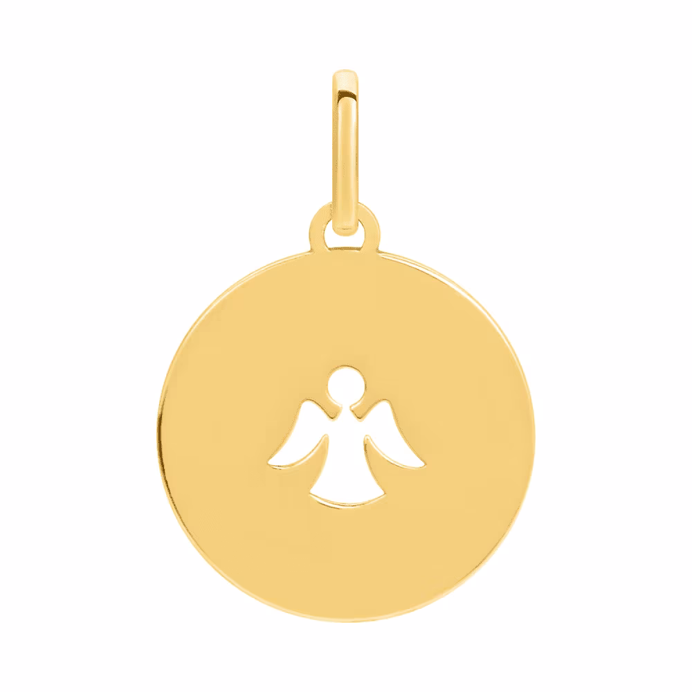 Pendentif Jeton Ange Ajouré Or Jaune