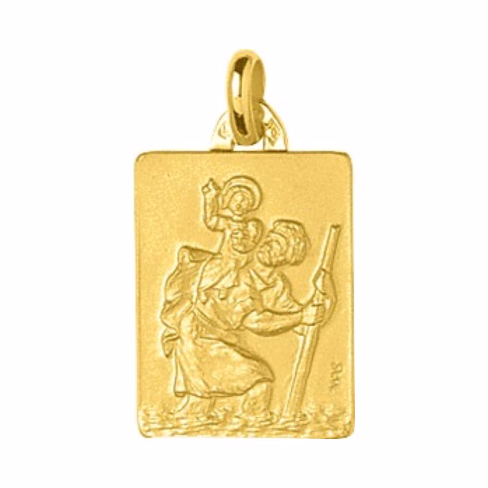 Pendentif Rectangulaire Saint Christophe Or Jaune 14x18mm