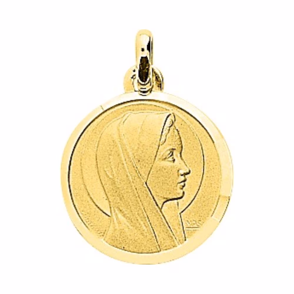 Médaille Vierge Jeune De Profil Or Jaune