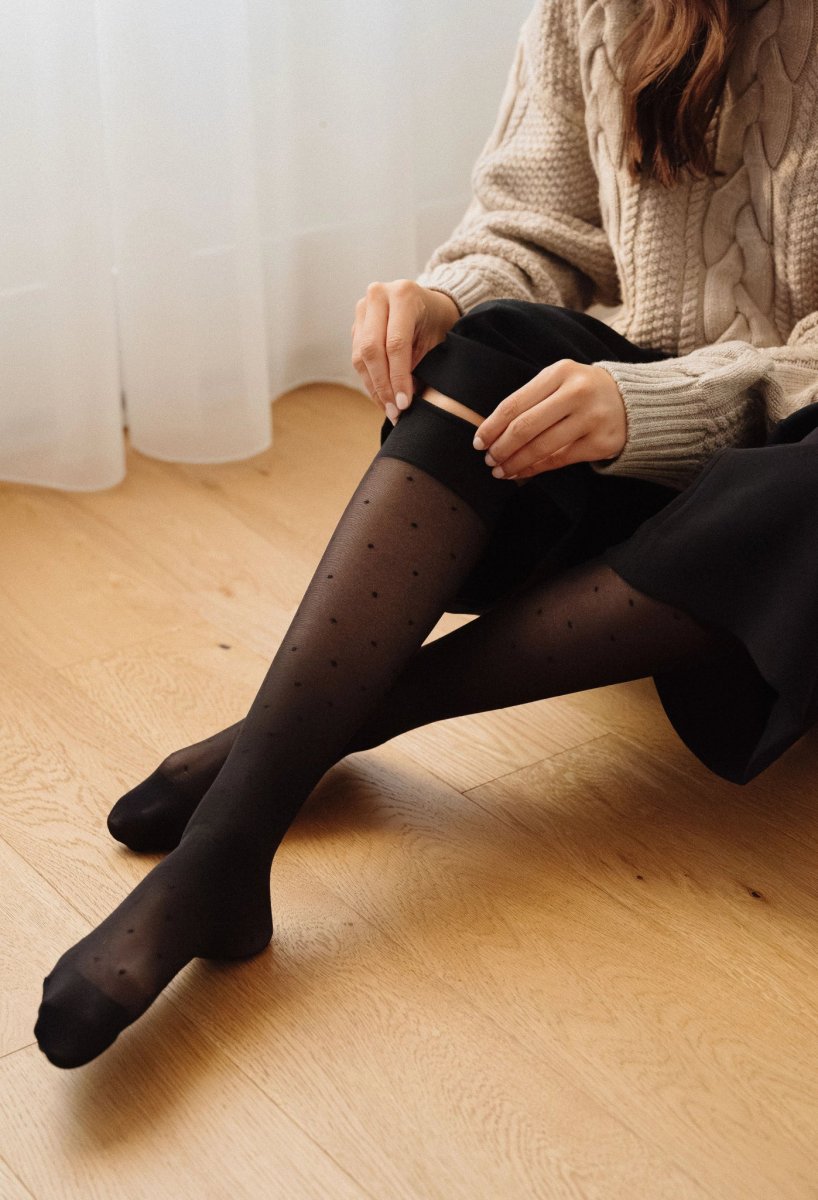Mi-bas Polka Glow compression Légère - Noir