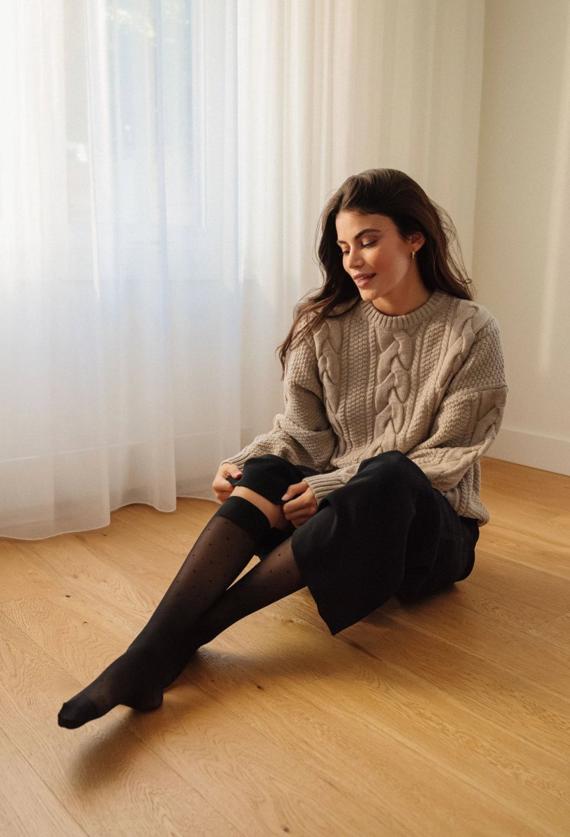 Mi-bas Polka Glow compression Légère - Noir – Image 5