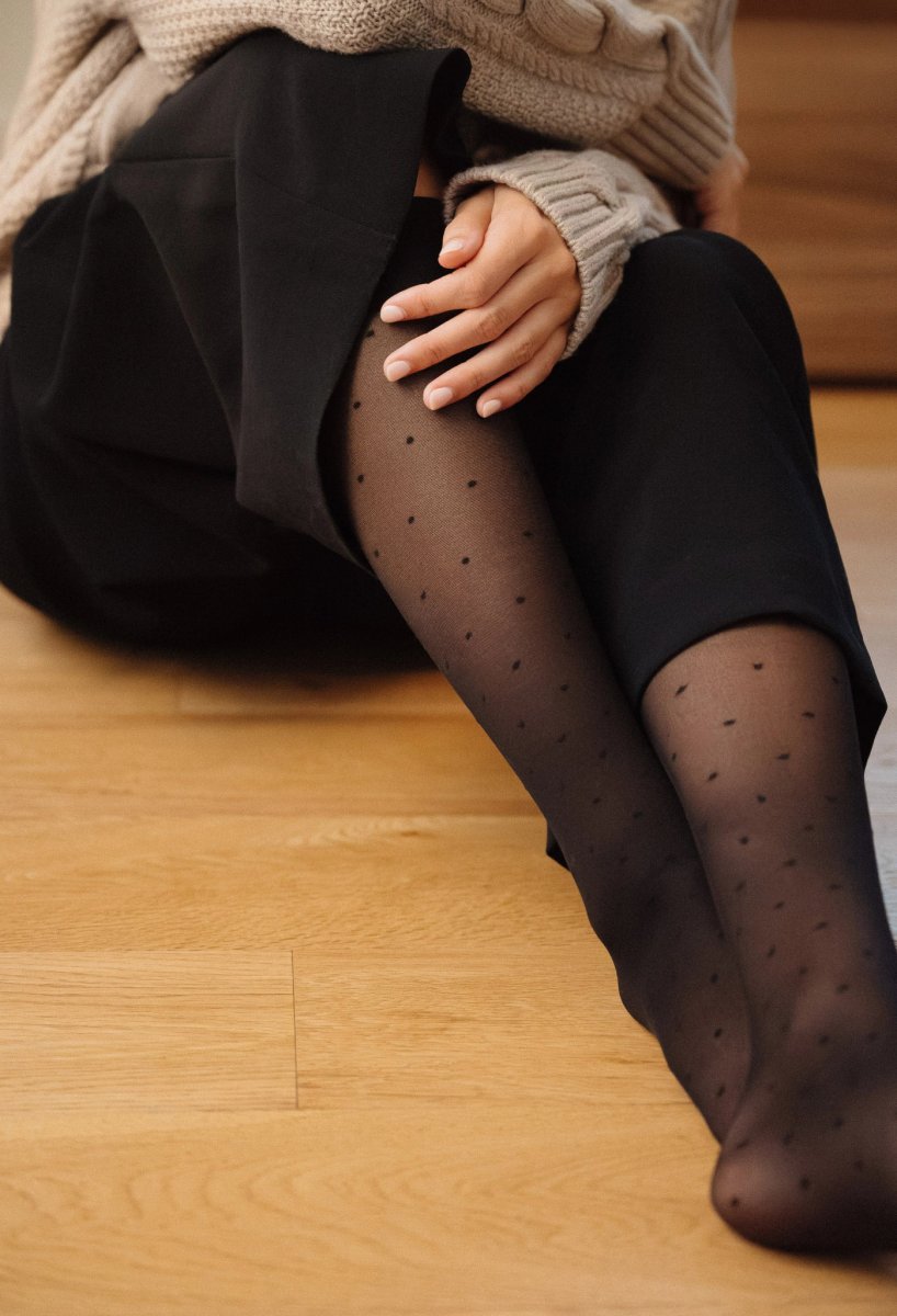 Mi-bas Polka Glow compression Légère - Noir – Image 4